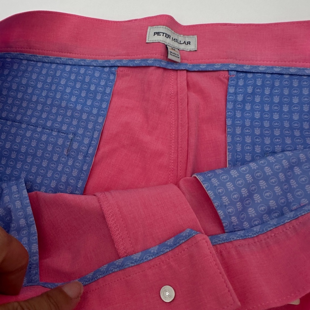 NEW Peter Millar Pepper Pink Performance Golf Shorts Flat Front Sz 36 Orig$100 - Picture 7 of 8